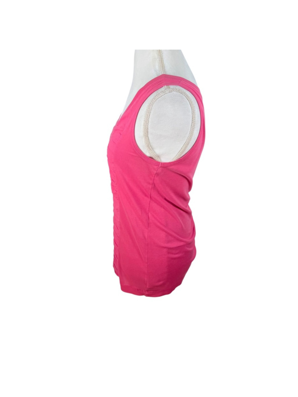 XCVI Tank Top Coral Puckered Pleated Front V Neck 100% Cotton Lagenlook Size M - Picture 4 of 9